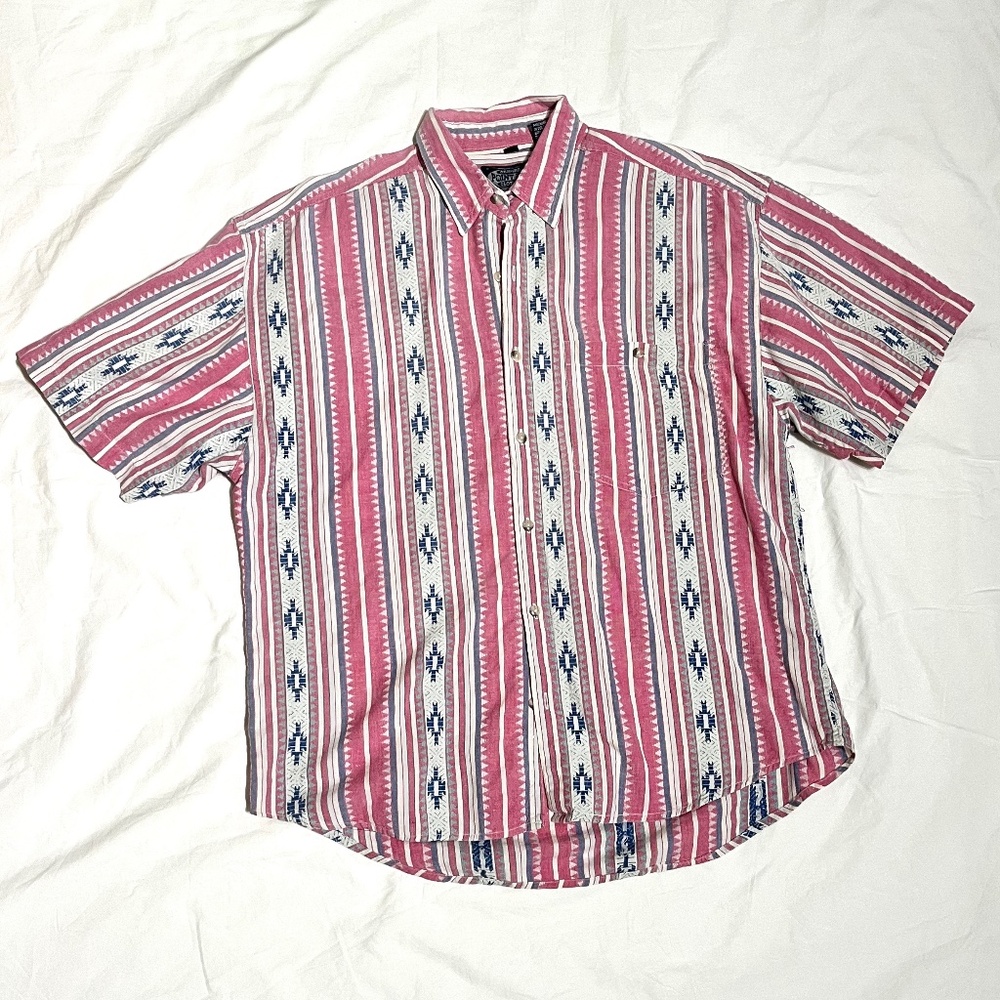 Vintage 90s Point Zero Southwestern Style Button Down Men's Shirt, Size XL